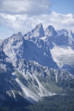 View from the Carnic main ridge to the Sesto Dolomites with the Three Peaks, Carnic Alps,