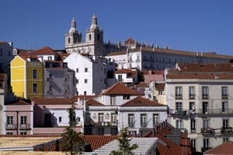 View from the viewpoint Miradouro de Santa Luzia, church Igreja de Santo Estêvão, city view,