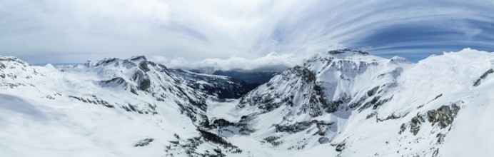 Alpine panorama, mountains in winter, Bernese Alps, Switzerland, Europe