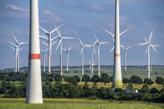 Wind farm north-east of Bad Wünnenberg, East Westphalia Lippe, Paderborn district, the A44 motorway