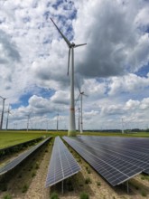 Wind farm near Marsberg, photovoltaic system, utilisation of land for renewable energies,