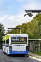 Electric bus from Stadtwerke Münster, at a fast charging station, bus stop, Dieckmannstrasse bus