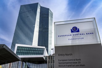 Building of the European Central Bank, ECB, in Frankfurt am Main, Skyline, Hesse, Germany, Europe