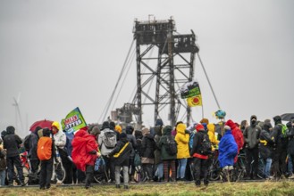 Demonstration against the demolition of the lignite village of Lützerath, from the village of