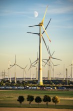 Wind farm near Bad Wünnenberg, Ostwestfalen Lippe, along the A44 motorway, North Rhine-Westphalia,