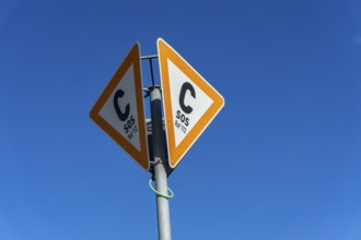 North Sea, Spiekeroog Island, beach, emergency sign, section C, to help the rescue services find