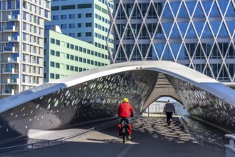 The Parkbruk, cycle and pedestrian bridge in the city centre of Antwerp, crosses a multi-lane city