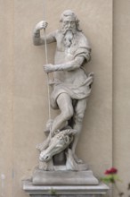 Sculpture of St Goerg with the dragon, in the garden of the Palazzo Reale, Via Balbi, 10, Genoa,