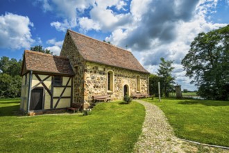 Elbe boatmen's church in Priesitz, Pretzsch Elbe, Bad Schmiedeberg, Saxony-Anhalt, Germany, Europe