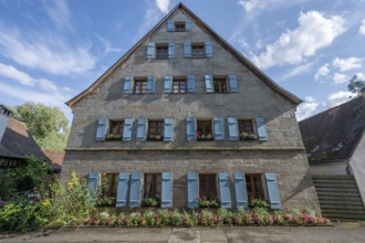 Historic Franconian sandstone house, Ödenberg, Middle Franconia, Bavaria, Germany, Europe