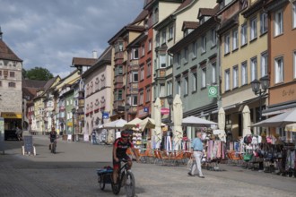 Historic row of houses in the main street, Rottweil, Baden-Württemberg, Germany, Europe