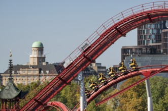 Ride, roller coaster, Tivoli amusement and recreation park, city centre, Copenhagen, Denmark,