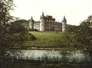 Inveraray Castle is a castle in the village of Inveraray on Loch Fyne in Scotland, around 1890,