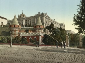 Palacio Real desde el Paseo de San Vincente, Madrid, Spain, c. 1890, Historic, digitally restored