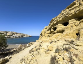 View of partial view of former Roman necropolis with sandstone caves carved into sandstone Cave