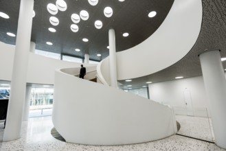 Spiral staircase, Roche Towers, Architects Herzog and de Meuron, Basel, Canton of Basel-Stadt,