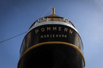 Stern, rigging, steel four-masted barque Pommern, windjammer with jubilee rig, Maritime Museum,