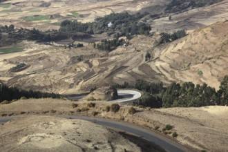 Beautiful landscape in the highlands between Mekele and Lalibela, Ethiopia, Africa