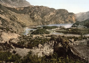 Lago di Loppio, Lake Garda, Italy, Historical, digitally restored reproduction from a 19th century