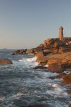 Lighthouse Mean Ruz at Ploumanach, Cotes d'Armor in the last evening light