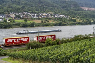 Upper Middle Rhine Valley, railway line on the right bank of the Rhine, goods train line, up to 400