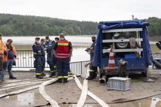 Flood in North Rhine-Westphalia, Steinbachtalsperre in the district of Euskirchen, the dam