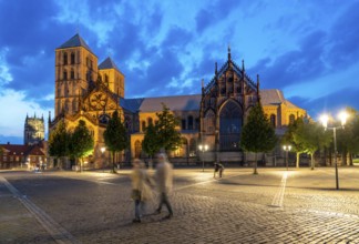 Historic old town, St Paul's Cathedral on the market square, medieval Romanesque cathedral, tower