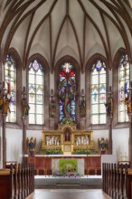 Interior view, choir, altar, New Parish Church of the Assumption of the Virgin Mary, Scena, South