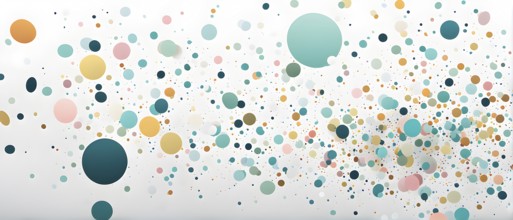 Abstract New Years Eve confetti explosion, with minimalist colored squares and circles falling