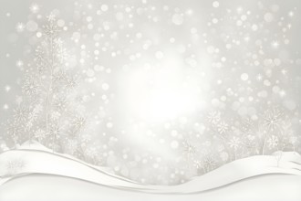 Abstract illustration of a white Christmas card with delicate hand-drawn illustrations, empty space