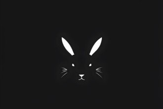 Abstract black icon of an Easter bunny, AI generated