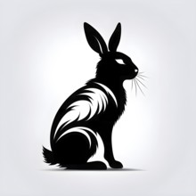 Abstract black icon of an Easter bunny, AI generated