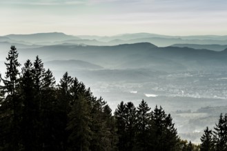 View of the Rhine Valley and the Swiss Jura, Rickenbach, Hotzenwald, Southern Black Forest, Black