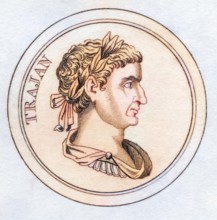 Trajan Marcus Ulpius Nerva Traianus AD53, 117 Roman Emperor from the book Crabbs Historical