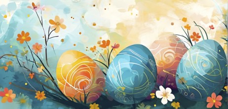 Abstract illustration of Easter with swirling pastel colors, resembling the soft hues of painted