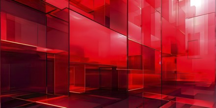 Abstract background composed of overlapping rectangles in various shades of red, AI generated