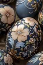 Easter eggs for Easter with detailed painted flowers pattern greeting card generated in Stuttgart,