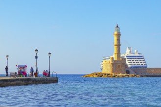 Venetian lighthouse, Chania, Crete, Greek Islands, Greece, Europe