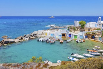 The small fishing village of Mandrakia, Mandrakia, Milos Island, Cyclades Islands, Greece, Europe