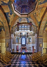 St. Maria and Clemens, Romanesque double church, lower church, view into the choir with ceiling