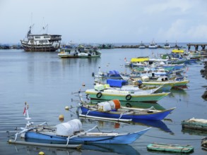 Harbour with fishing boats, Bira, Sulawesi, Indonesia, Asia