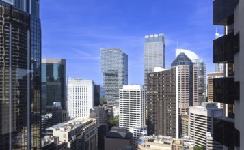 Australia scenic Sydney downtown skyline panorama and financial business center near Opera House.