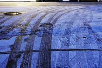 Slippery roads, winter, Germany, Europe