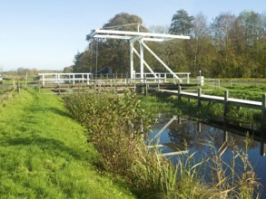 Großefehn Canal, bascule bridge, Mittegroßefehn, East Frisia, Germany, Europe