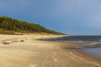 Beach at sunrise, close to Stegna, a village in Nowy Dwór Gdanski County, Pomeranian Voivodeship,