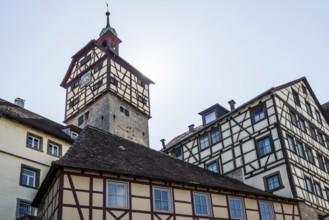 Medieval town and half-timbered houses, Schwäbisch Hall, Old Town, Kocher Valley, Kocher,