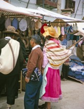 Shops in the market of Huancayo, Peru, South America around 1962, South America