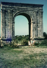 Arc de Bera, Roman Triumphal arch, Roda de Bera, Tarragona province, Catalonia, Spain 1966 three