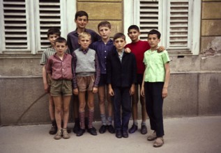 Full-length portrait of a group of boys, Romania, Eastern Europe 1967, Europe