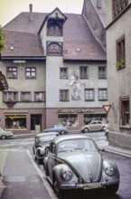 Cars, including VW Volkswagen, parked on the street, Rottweil, Baden-Württemberg, Germany, Europe